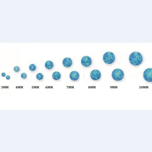 14k Solid White Gold Lab Created Synthetic Opal Fiery Pushback Studs Size 5mm - Picture 3 of 5